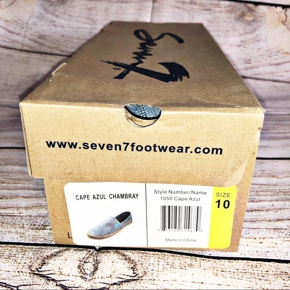 Seven7 Cape Azul Espadrille Flats Chambray Size 10